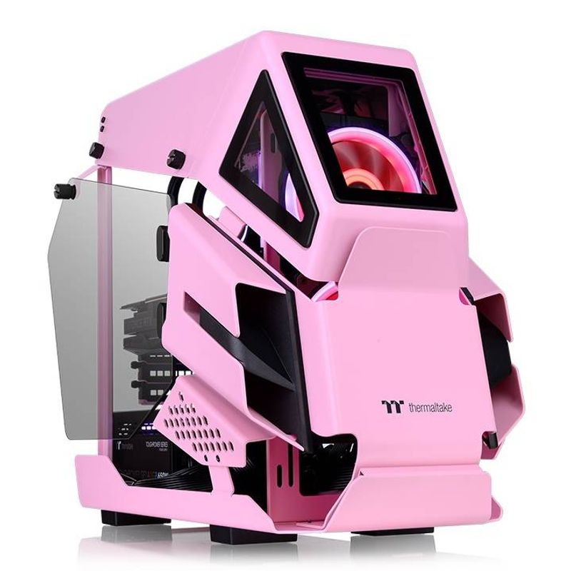 Gabinete Thermaltake Ah T200 Pink (CA1R400SAWN00) Color Blanco Micro Torre 2 Paneles de 4mm de Cristal Templado Soporta Tarjetas