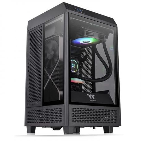 Gabinete Thermaltake The Tower 100 Black (CA1R300S1WN00) Color Negro Mini Torre 3 Paneles de 4mm de Cristal Templado Soporta Tar