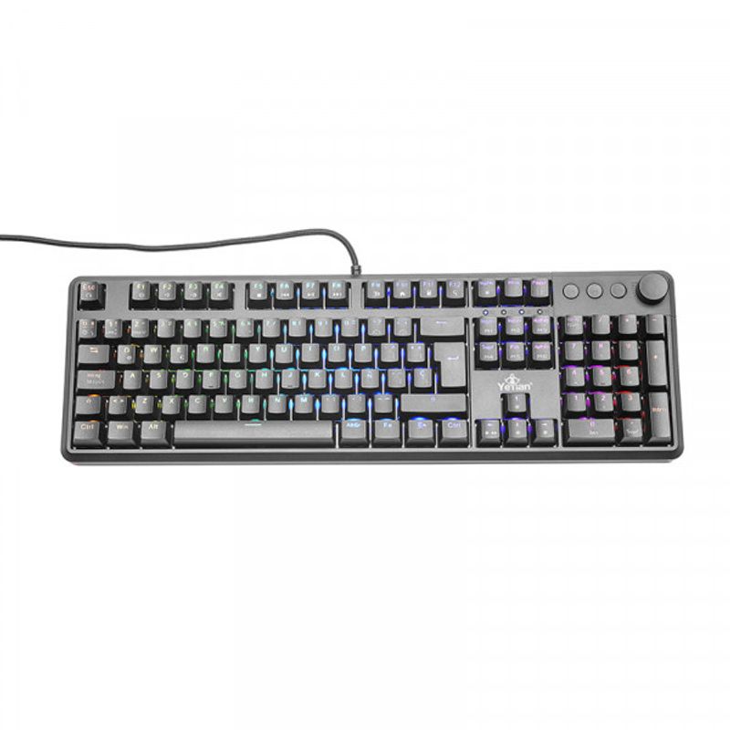 YEYIAN TECLADO GAMER ASWARD SERIE 3000 SWITCH AZUL 105 TECLAS MECANICAS 50 MILLONES DE PULSACION BOTONES ILUMINADOS CUSTOM IP42 