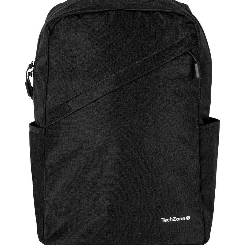 Backpack Classic Black TechZone de 15.6 pulgadas múltiples compartimientos organizador frontal costuras y asas reforzadas garant