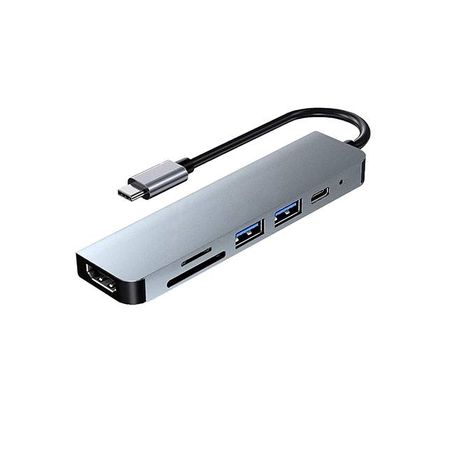 DockStation  HUB DBUGG  6 EN 1 UB GR UB61 Hub 6 en 1 UB61 Urban Balance Con cables USB 3.0 o 2.0  HDMI y USB Tipo C. Apertura pa