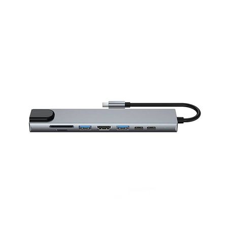 DockStation  HUB DBUGG  8 EN 1 UB GR UB81 Hub 8 en 1 UB81 Urban Balance. Con cables USB 3.0 o 2.0  HDMI y USB Tipo C. Entrada pa