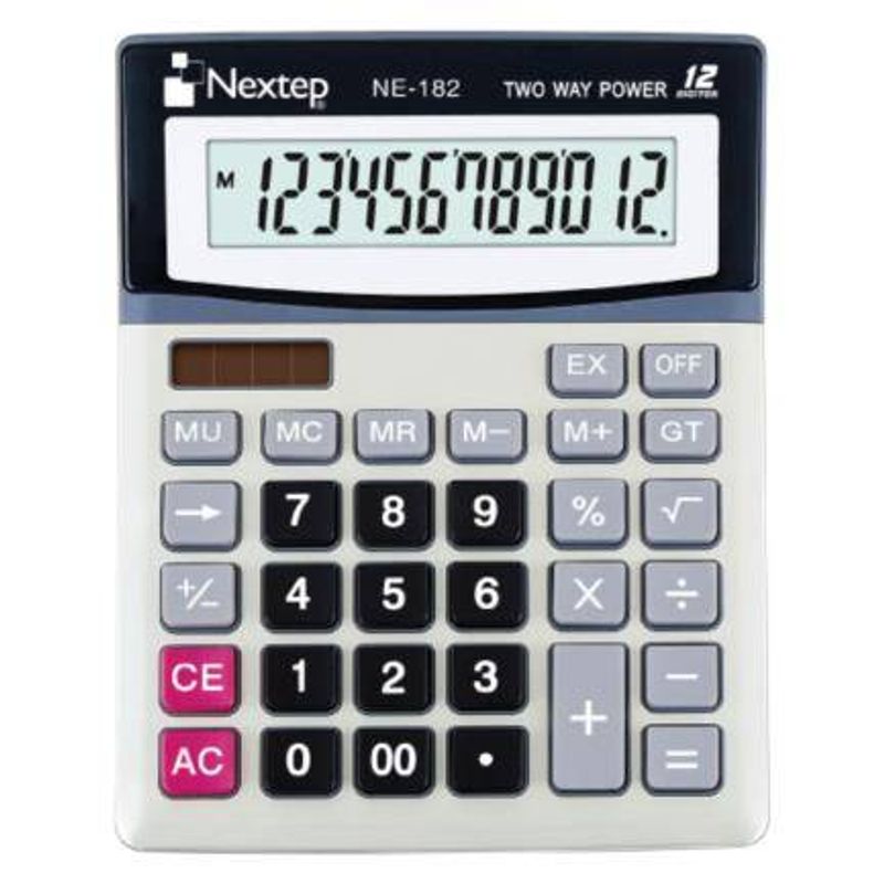 Calculadora Nextep NE182 12 Digitos de Semi Escritorio Bateria/Solar AA 19cm x 15cm  6005460