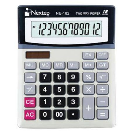 Calculadora Nextep NE182 12 Digitos de Semi Escritorio Bateria/Solar AA 19cm x 15cm  6005460