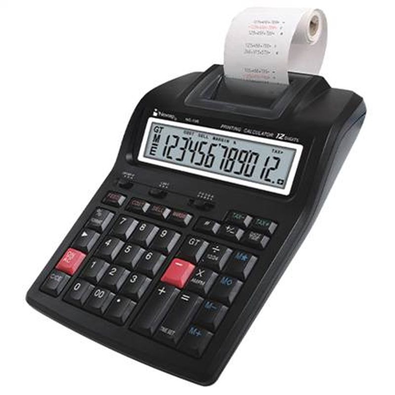 Calculadora Sumadora Nextep NE195 con Impresora 2 colores  con 12 Digitos 35 teclas medidas 17cm por 24 cm utiliza rollos de tin