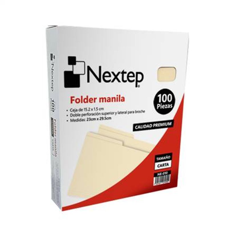 Folder Manila Nextep NE010 Económico con 100 piezas tamano carta medidas 29.5cm por 23 cm  6005460