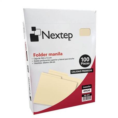 Folder Manila Nextep NE011 Económico con 100 piezas tamano Oficio  medidas 34cm por 23 cm 6005460