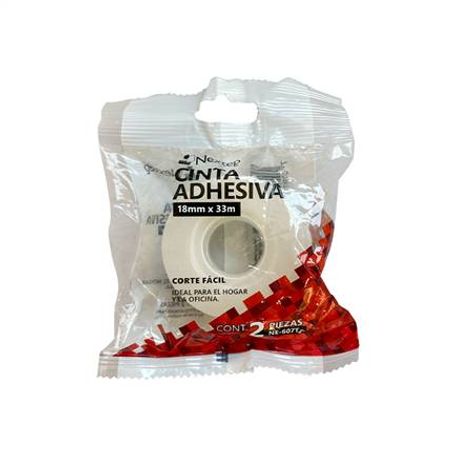 Cinta Adhesiva Nextep NE607T Corte Fácil 18mm x 33mm mts con 2 piezas  6005460