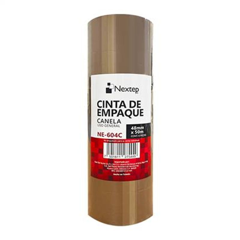 Cinta de Empaque Canela Nextep NE604C Uso General  48mm x 50 mts  paquete con 6 piezas  6005460