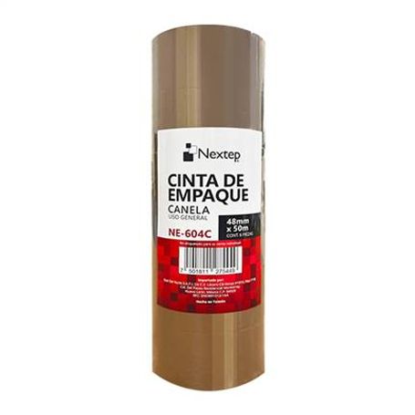 Cinta de Empaque Canela Nextep NE604C Uso General  48mm x 50 mts  paquete con 6 piezas  6005460