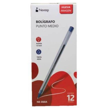 Boligrafo Nextep NE060A 1000 0.0 color azul 1mm c/12 barril trasparente contenido por master 120 piezas  6005460