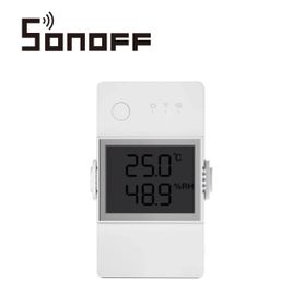 interruptor inteligente con monitoreo de temperatura y humedad sonoff thr320d con display conexión wifi 24ghz soporta hasta 20a