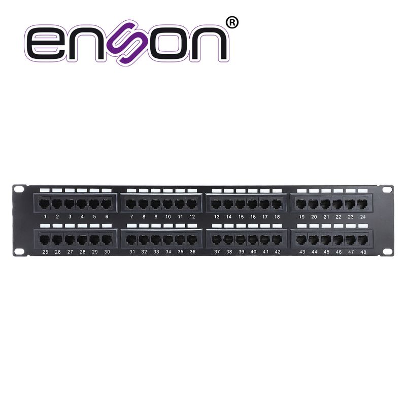 Patch Panel Enson Enspat48c6a 2ur Precargado Cat6a 48 Puertos Montaje En Rack Estandar 19 Pulgadas