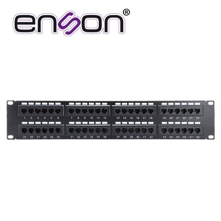 patch panel enson enspat48c6a 2ur precargado cat6a 48 puertos montaje en rack estandar 19 pulgadas