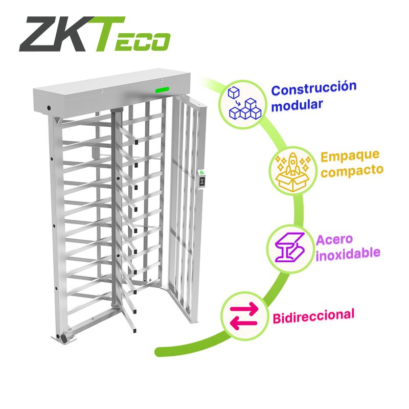 Torniquete De Cuerpo Completo De Un Carril Fht3400 Bidireccional Con Luz Led Indicadora De Paso Construido En Acero Inoxidable D