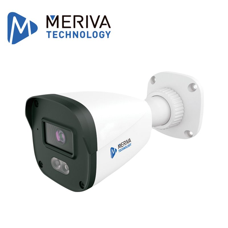 Camara Ip Bullet Meriva Technology Mob200s4ld / 2mp / H.265 / Lente Fijo 2.8mm / 20m Ir / 20m Luz Calida Full Color / Ip67 / Pol