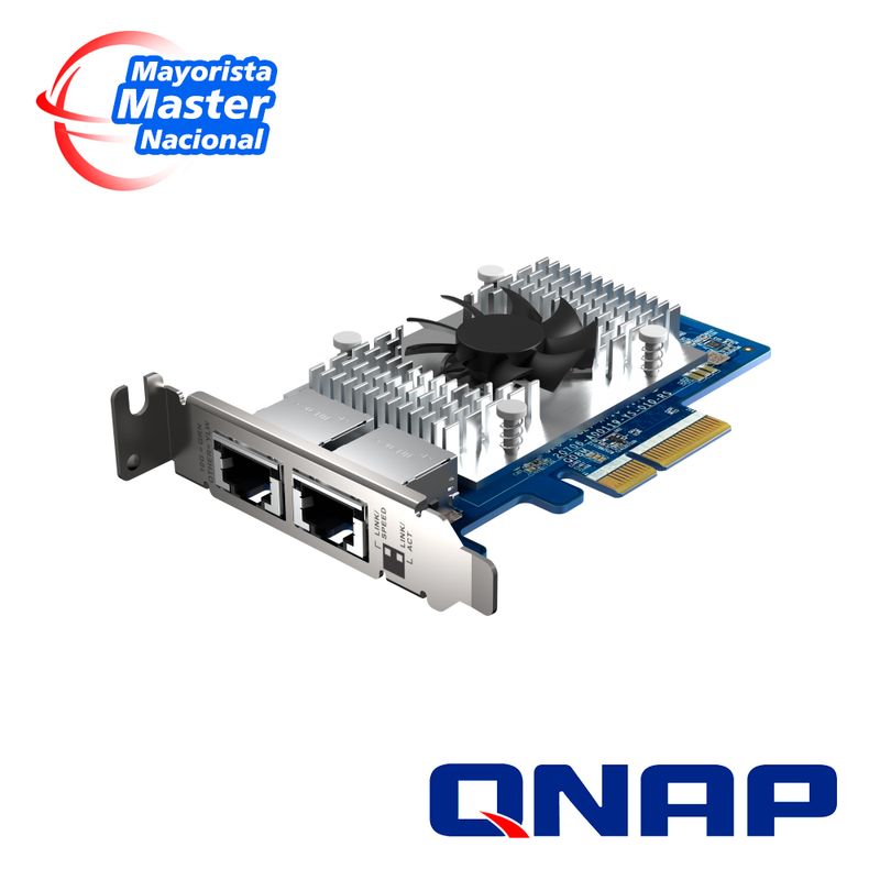 Tarjeta De Red Qnap Qxg10g2tx710 / Velocidad De Transmision 10gbe / 2 Puertos Ethernet Rj45 / Pci 3x4 / Compatible Con Windows 8