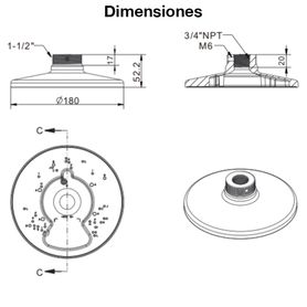 vivotek am520v05  soporte de montaje para camaras domo y fisheye para exterior conector hembra 34 npt  conector macho 112 ps791