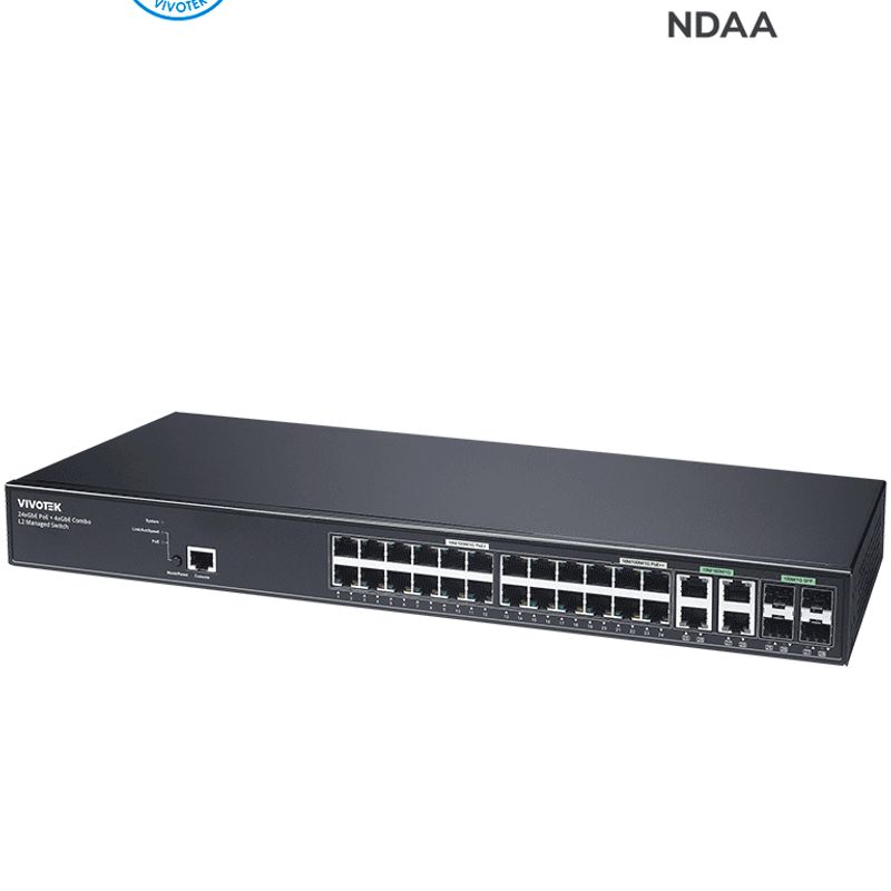 Vivotek Awgev288a370  Switch Poe Administrable 24 Puertos Gigabit 20 X Gbe Poe 30w 4x Gbe Poe 90w  4x Gbe/sfp Combo L2 Vivocam P