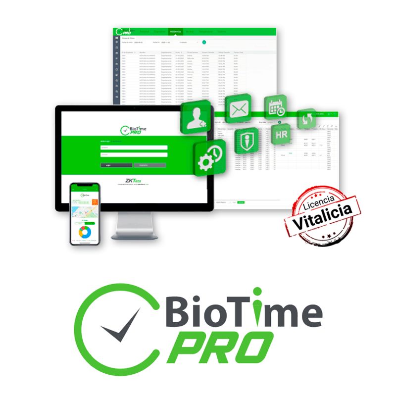 Zkteco Biotimeprostarter Licencia De Asistencia Vitalicia / Versión Web / Para 5 Terminales Centralizadas / 500 Empleados / 1 Pu