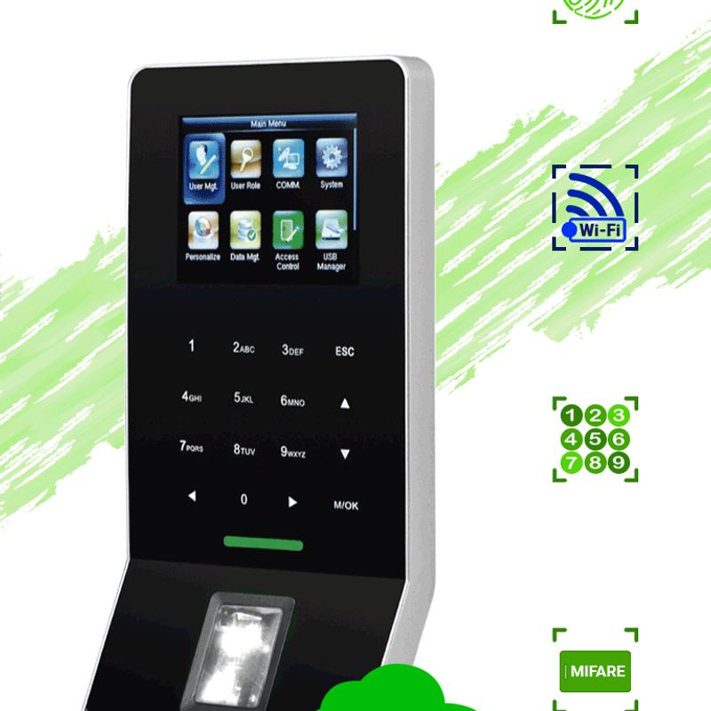 Zkteco F22mifare  Control De Acceso Y Asistencia / 3000 Huellas / 5000 Tarjetas Mifare / Teclado Táctil / Sensor De Huella Bio I