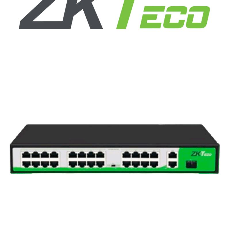 Zkteco Pe242300c  Switch De 24 Puertos Fast Ethernet Poe Af  At / 2 Puertos Rj45 10/100/1000m  1 Puerto Sfp 1g / Poe Hasta 30w P