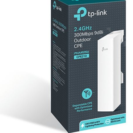 Tplink Cpe210  Radio Cpe Para Exteriores Con Antena Integrada De 9dbi En 2.4ghz A 300mbps Mimo 2x2 Pharos Maxtream Tdma Modos Ap