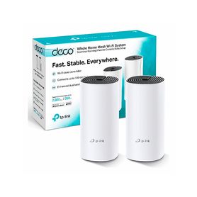  tplink decoe4 2pack  kit de router inalámbrico mesh deco e4 para hogar de doble banda ac 1200 con 2 puertos 10100 mbps y compa