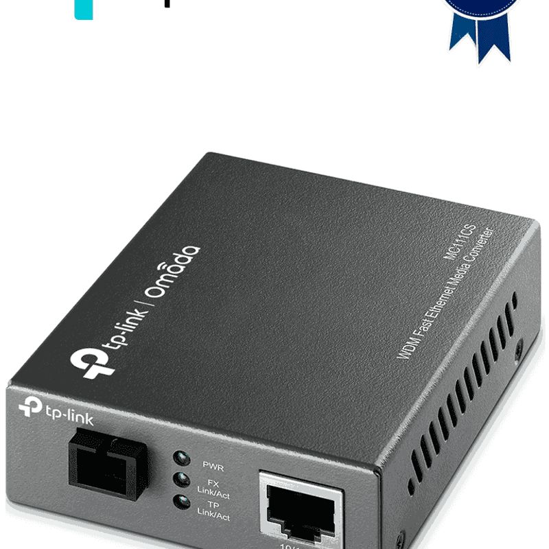 Tplink Mc112cs  Convertidor De Fibra Óptica Wdm Monomodo Con 1 Puerto Rj45 10/100 Mbps Y 1 Puerto Sc/upc 100 Mbps. Alcance De Ha