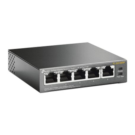 Tplink Tlsg1005p  Switch Escritorio No Administrable De 5 Puertos 10/100/1000 Mbps Con 4 Puertos Poe 802.3af/at De Hasta 65 W Y 