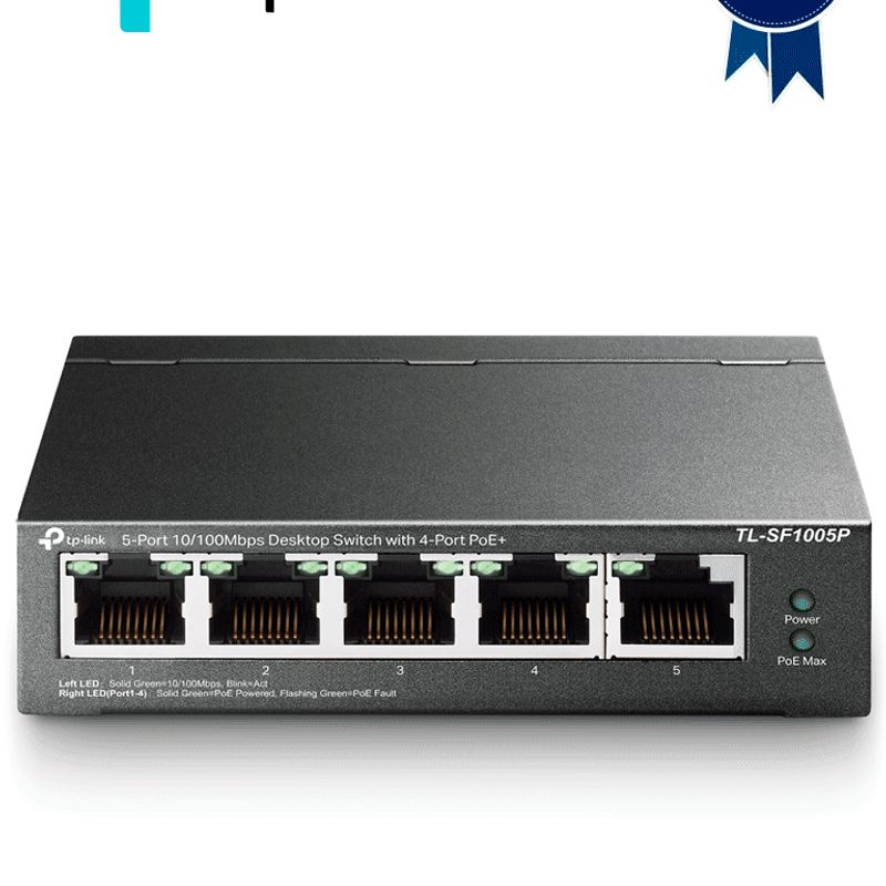 Tplink Tlsf1005p  Switch Poe No Administrable Con 5 Puertos Fast Ethernet Incluyendo 4 Puertos Poe Af. Suministro Poe Hasta 58w 