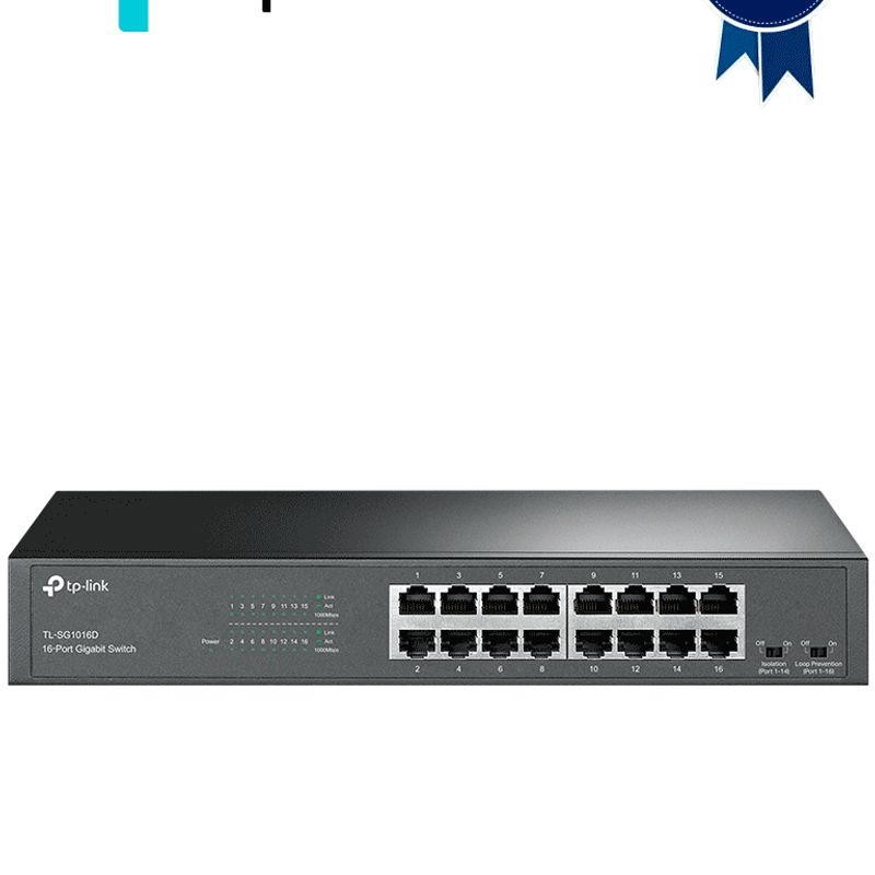 Tplink Tlsg1016d  Switch Gigabit No Administrable De 16 Puertos 10/100/1000 Mbps Para Escritorio/rack.