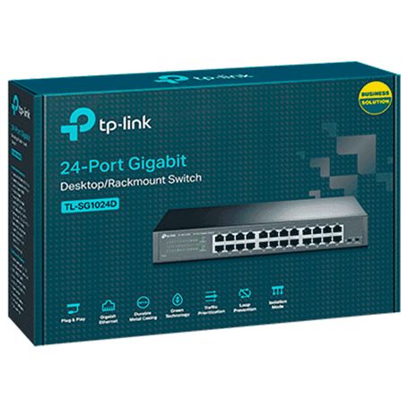 Tplink Tlsg1024d  Switch Gigabit No Administrable De 24 Puertos 10/100/1000 Mbps Para Escritorio/rack