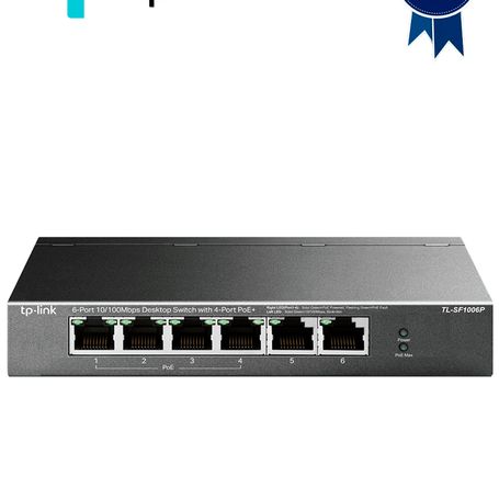 Tplink Tlsf1006p   Switch Poe No Administrable Con 6 Puertos Fast Ethernet Incluyendo 4 Puertos Poe Af Y At. Suministro Poe Hast