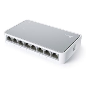 tplink tlsf1008d  switch de escritorio con 8 puertos rj45 fast ethernet diseno de plástico y configuración plug and play viva62