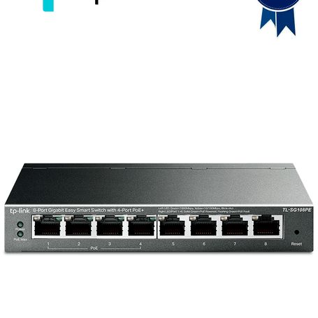 Tplink Tlsg108pe  Easy Smart Switch Poe Jetstream Con 8 Puertos De 10/100/1000 Mbps Y Una Capacidad De Suministro De 55 W.