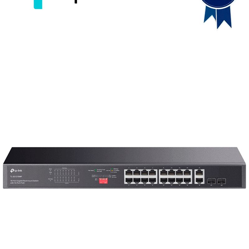 Tplink Tlsg1218mp  Switch No Administrable De 16 Puertos 10/100/1000mbps Y Poe Af/at Con 2 Puertos Sfp Hasta 250w.