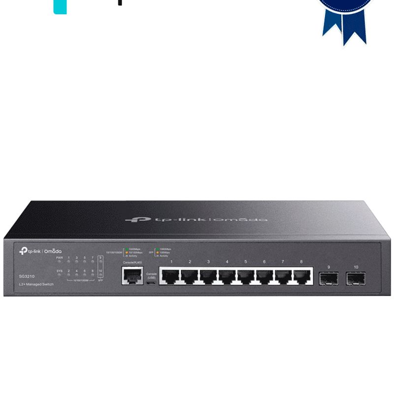 Tplink Sg3210  Switch Jetstream Administrable Con 8 Puertos 10/100/1000 Mbps Y 2 Puertos Sfp Compatible Con Administración Centr