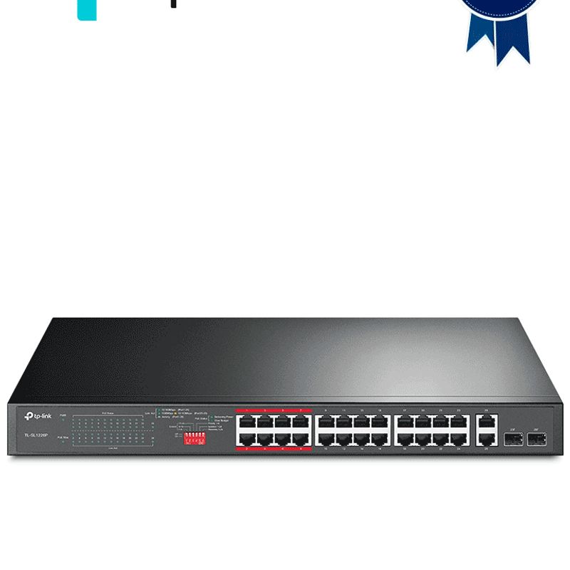 Tplink Tlsl1226p  Switch Poe No Administrable Con 26 Puertos 10/100 Mbps 2 Puertos 10/100/1000 Mbps Y 2 Puertos Sfp. Incluye 8 P