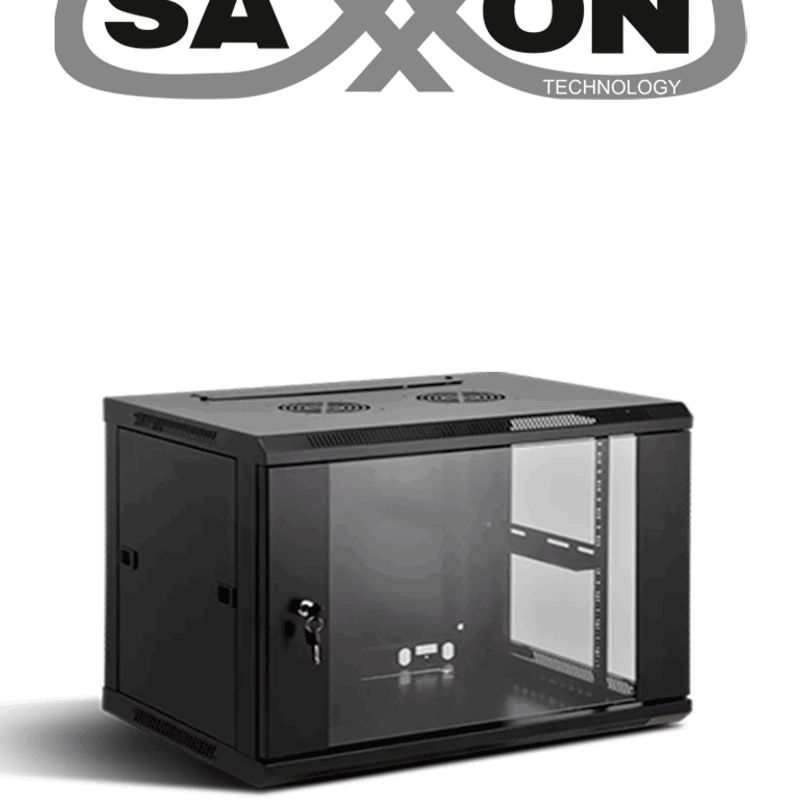 Saxxon Sxr6u6406s  Gabinete De Pared Negro / 6ur / Puerta De Vidrio Templado / Alto 37 Cm / Ancho 60 Cm / Profundidad 45 Cm /  S