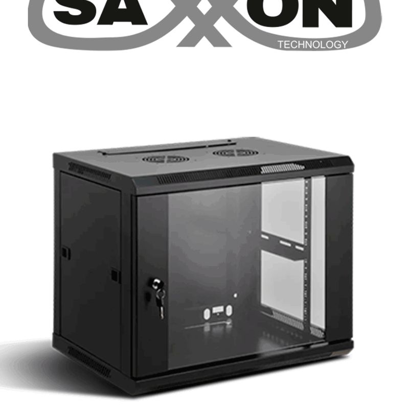 Saxxon Sxr9u6409s  Gabinete De Pared Negro / 9ur / Puerta De Vidrio Templado / Alto 60 Cm / Ancho 60 Cm / Profundidad 45 Cm  /  