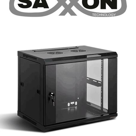 Saxxon Sxr9u6409s  Gabinete De Pared Negro / 9ur / Puerta De Vidrio Templado / Alto 60 Cm / Ancho 60 Cm / Profundidad 45 Cm  /  