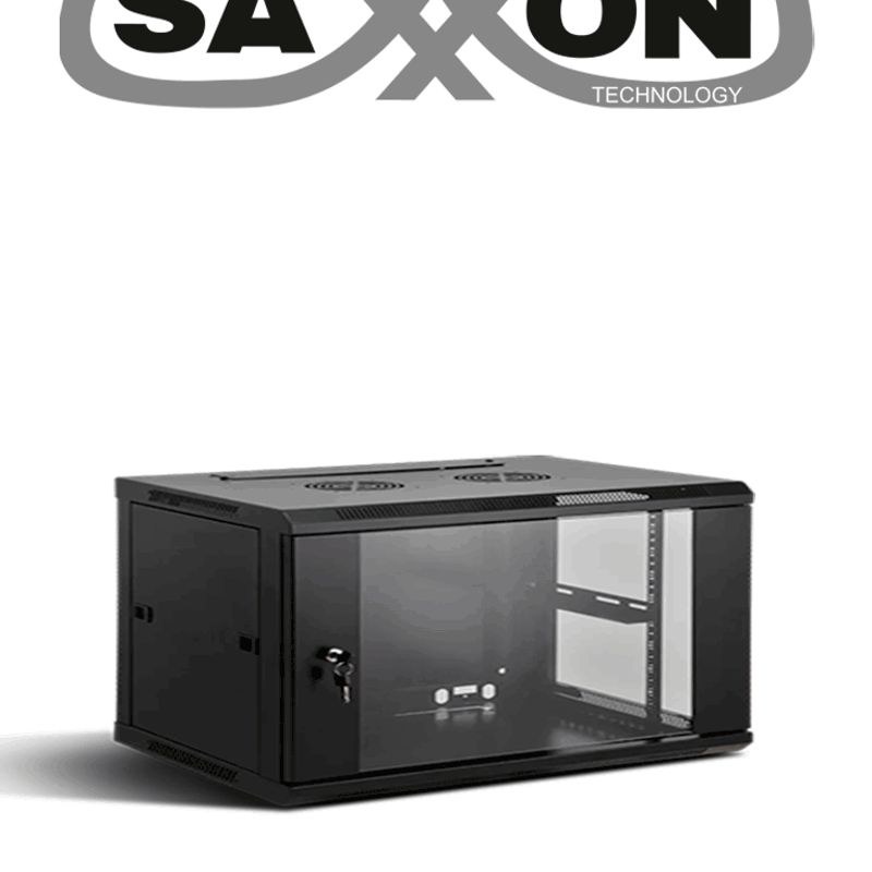 Saxxon Sxr6u5406a  Gabinete De Pared Negro / 6ur / Puerta De Vidrio Templado / Alto 30 Cm / Ancho 53 Cm / Profundidad 40 Cmsxnde