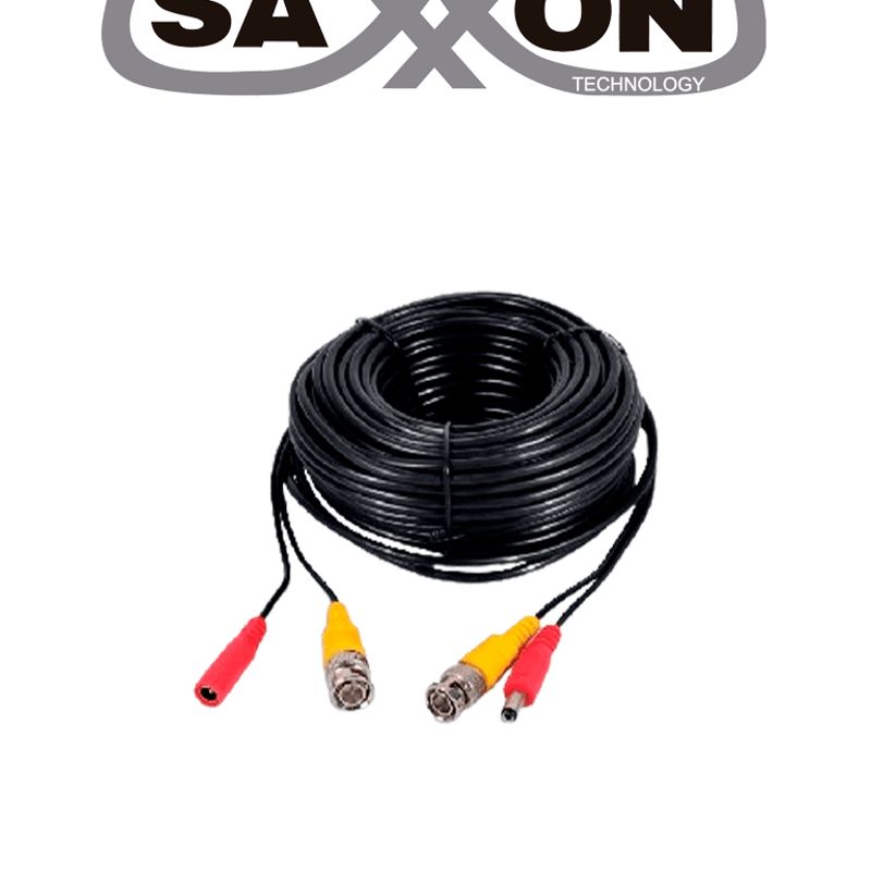 Saxxon Sxwb30   Cable Coaxial Armado / Siamés / Conector Bnc Rg59  Conector De Energia / 30 Metros / Para Cámaras 4k / 100 Cobre