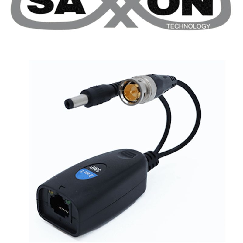 Saxxon Sxde502  Par De Transceptores Pasivos De 5mp / Conector Para Video Y Energia / 5mp Hasta 150 Metros / 1080p Hasta 200 Met