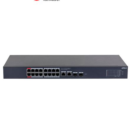 Dahua Dhcs422016gt190 Switch Poe De 16 Puertos Gigabit  Con Poe Inteligente Puerto Rojo De 90w 190w Totales 2 Puertos Sfp Poe Wa