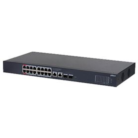 dahua dhcs422016gt190 switch poe de 16 puertos gigabit  con poe inteligente puerto rojo de 90w 190w totales 2 puertos sfp poe w