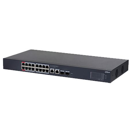 Dahua Dhcs422016gt190 Switch Poe De 16 Puertos Gigabit  Con Poe Inteligente Puerto Rojo De 90w 190w Totales 2 Puertos Sfp Poe Wa