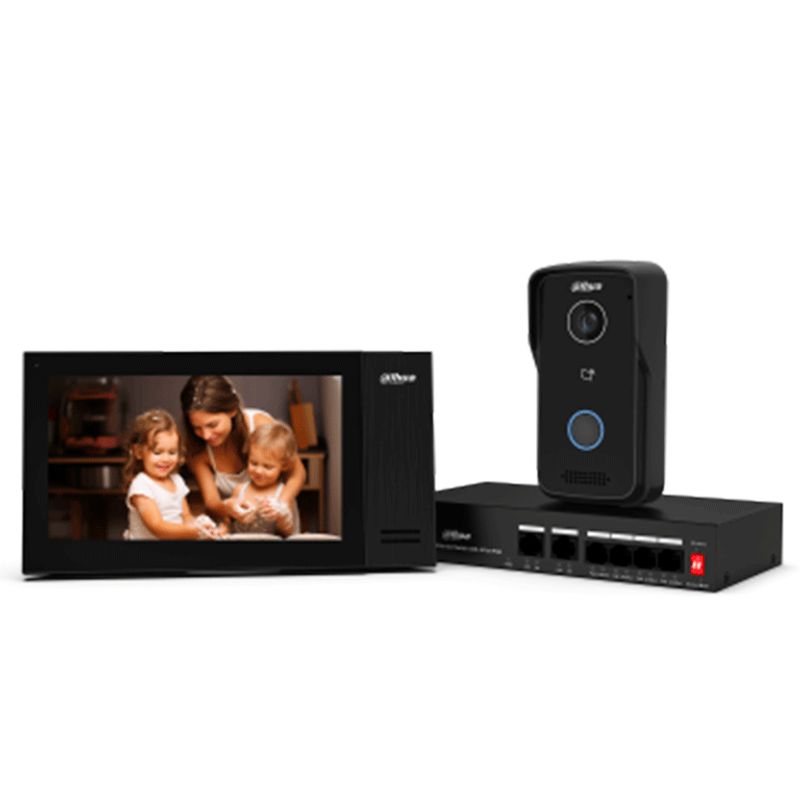 Dahua Kitktp02 V2  Kit De Videoportero Ip/ Monitor De 7 Pulgadas Con Memoria Embebida De 8 Gb/ 61 Es De Alarma/ Frente De Calle 