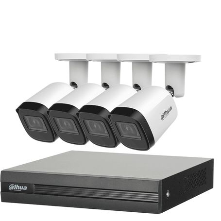 Dahua Kitxvr1b04hi4b2a51u  Kit De 4 Cámaras Metálicas 5 Mp Lente De 2.8mm Y Un Dvr Cooperi Wizsense 4 Canales  1 Ip O Hasta 5 Ca